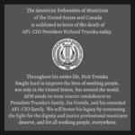 AFM Statement on the passing of AFL-CIO President Richard Trumka